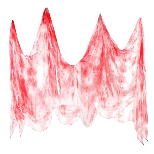 Goldyida 215 * 800cm Halloween Gruselige Tuch Halloween Dekoration Gaze Halloween Gruselige Tuch Horror Stoff Deko Halloween Dekorationen Gruseliger Stoff für Halloween Party (Rot) von Goldyida