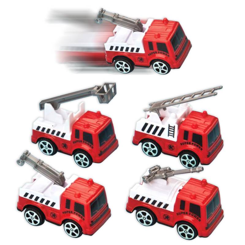 Aufziehauto Feuerwehr mit Rückzug-Funktion, 1 Stück, 7 cm von Golf Toys