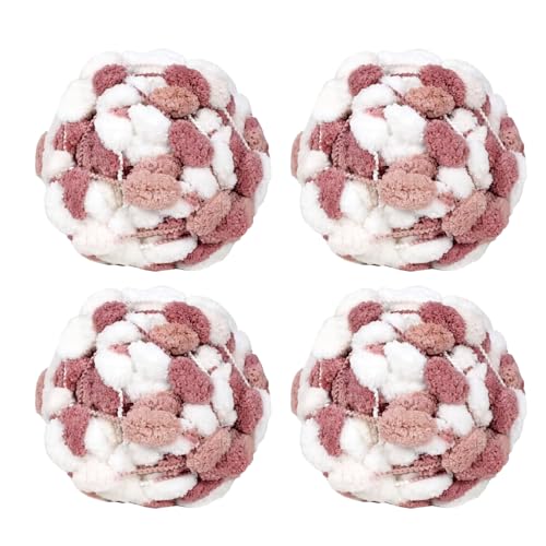 4 Knäuel Pom Bomb Garn, 100% Polyester, Pomp-A-Doodle Jelly Bean POM-POM Ballgarn zum Häkeln, Stricken, Decken, Matte, Haustiernest, 500 g (Bean Dream, L) von Gongxue