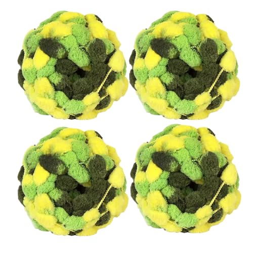 4 Knäuel Pom Bomb Garn, 100% Polyester, Pomp-A-Doodle Jelly Bean POM-POM Ballgarn zum Häkeln, Stricken, Decken, Matte, Haustiernest, 500 g (Frühlingsprossen, L) von Gongxue