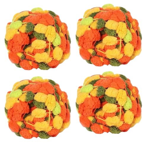 4 Knäuel Pom Bomb Garn, 100% Polyester, Pomp-A-Doodle Jelly Bean POM-POM Ballgarn zum Häkeln, Stricken, Decken, Matte, Haustiernest, 500 g (Golden Wheat, L) von Gongxue