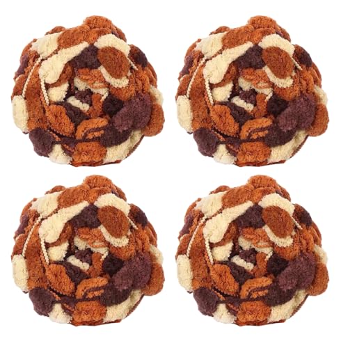 4 Knäuel Pom Bomb Garn, 100% Polyester, Pomp-A-Doodle Jelly Bean POM-POM Ballgarn zum Häkeln, Stricken, Decken, Matte, Haustiernest, 500 g (Hot Cocoa, L) von Gongxue