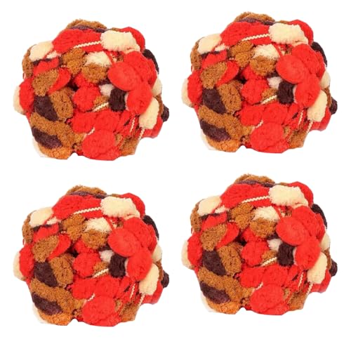 4 Knäuel Pom Bomb Garn, 100 % Polyester, Pomp-A-Doodle Jelly Bean POM-POM Ballgarn zum Häkeln, Stricken, Decken, Matte, Haustiernest, 500 g (Mystery Manor, L) von Gongxue