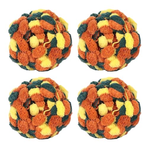 4 Knäuel Pom Bomb Garn, 100% Polyester, Pomp-A-Doodle Jelly Bean POM-POM Ballgarn zum Häkeln, Stricken, Decken, Matte, Haustiernest, 500 g (Spätherbst, L) von Gongxue