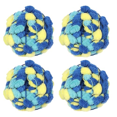 4 Knäuel Pom Bomb Garn, 100 % Polyester, Pomp-A-Doodle Jelly Bean POM-POM Ballgarn zum Häkeln, Stricken, Decken, Matte, Haustiernest, 500 g (Transparentes Gelbblau, L) von Gongxue