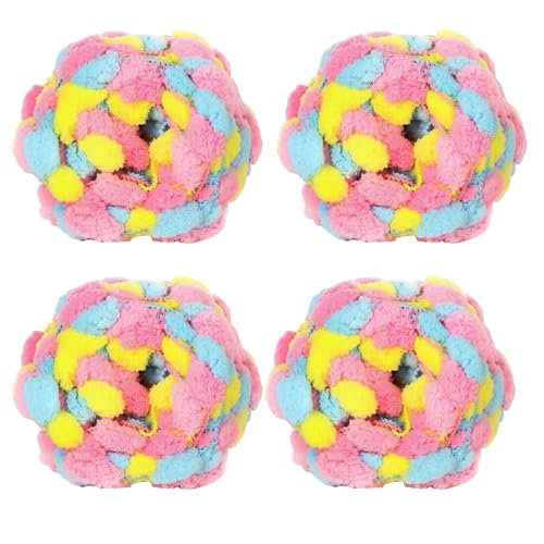 4 Knäuel Pom Bomb Garn, 100% Polyester, Pomp-A-Doodle Jelly Bean POM-POM Knäuel Garn zum Häkeln, Stricken, Decken, Matte, Haustiernest, 500 g (Macaron, L) von Gongxue