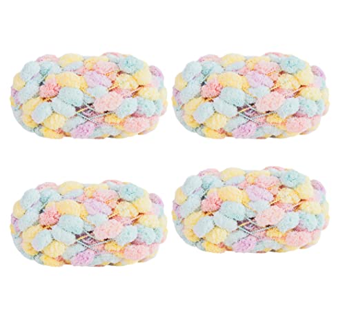 4 Knäuel Pomp-A-Doodle Garn, 100 % Polyester, Jelly Bean POM-POM-Knäuelgarn zum Häkeln, Stricken, Decke, Matte, Haustiernest, 600 g (Macaron) von Gongxue