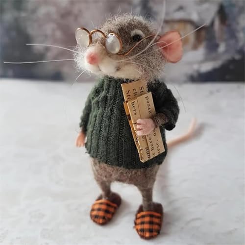 Niedliche Nadelfilzmaus, 2025 Weihnachts-Maus-Ornament, handgefertigte Nadelfilz-Mäuse-Dekorationen, niedliche Filz-Mäuse-Figur, Nadelfilz-Maus-Puppen-Dekorationen (Typ A) von Goniome