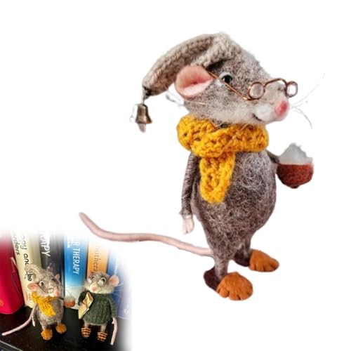 Niedliche Nadelfilzmaus, 2025 Weihnachts-Maus-Ornament, handgefertigte Nadelfilz-Mäuse-Dekorationen, niedliche Filz-Mäuse-Figur, Nadelfilz-Maus-Puppen-Dekorationen (Typ E) von Goniome