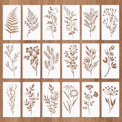 18 Stück Blätter Malerei Schablone Blatt Stencil Schablone Wiederverwendbar Zeichenschablonen 15.2 CM ×7.6 CM für Malen Scrapbooking Wand Dekoration Graffiti Wandmalerei zum Selbermachen Wasserdicht 18 Stück Blätter Malerei Schablone Blatt Stencil Schablone Wiederverwendbar Zeichenschablonen 15.2 CM ×7.6 CM für Malen Scrapbooking Wand Dekoration Graffiti Wandmalerei zum Selbermachen Wasserdicht von GooDengFull