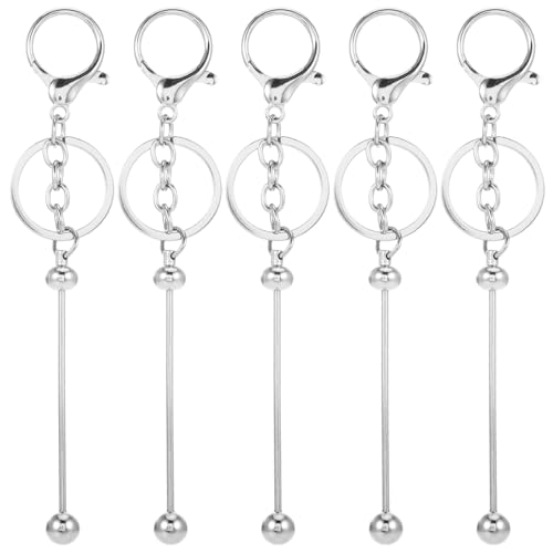 5 Stück Perlen Schlüsselanhänger zum Selbermachen Blanko Schlüsselanhänger Selber Machen Schlüsselanhänger Basteln Rohling Schlüsselanhänger zum Basteln Beadable Keychain Bars Blanks Stangen für Diy von GooDengFull