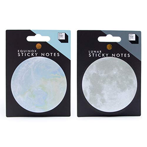 Good Design Works Planet Haftnotizen | erhältlich in vier Designs | Planet und Mond | Neuheit Papier Sticky Pads | Bürobedarf | Notizpapier von Good Design Works