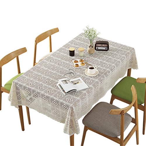 Good home Spitze Tischdecke - Rechteckige Weiße Durchbrochene Spitze Tischdecke Elegante Tuch Couchtisch Esstisch Mat Gitter Tuch Tischdecke (größe : 100cm*140cm) von Good home