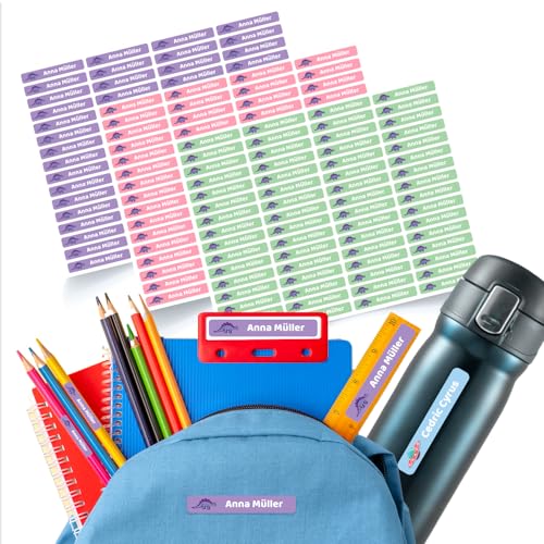 GoodMarkt® 99 Stück Namensaufkleber Kinder Schule, Kita, BÜRO - Personalisierte Etiketten mit Namen für Stifte, Schulsachen, Kleidung und Gegenstände - 44 x 7mm - Wasserfest in Spülmaschine von GoodMarkt