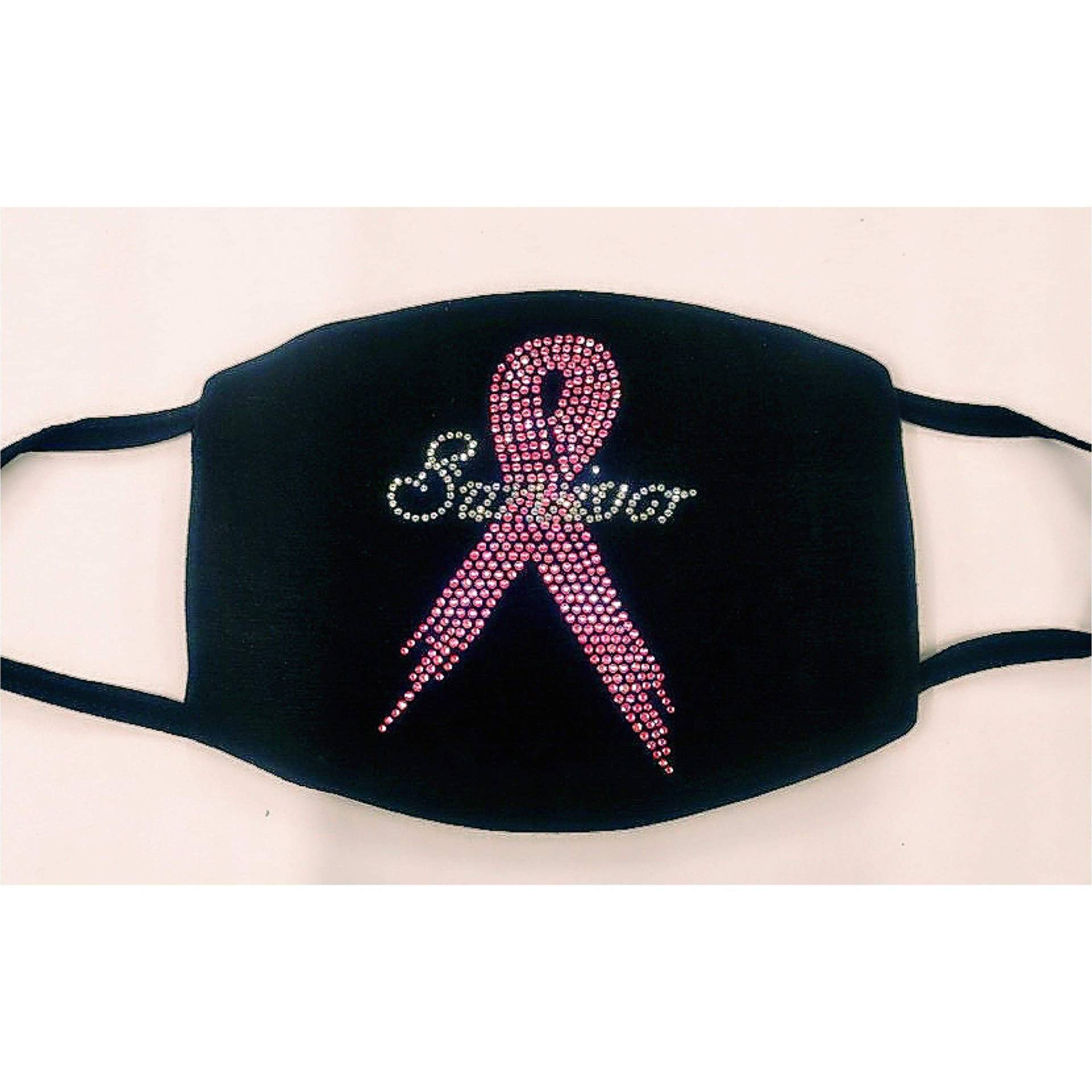 Survivor Strass Bling Maske/Brustkrebs Überlebende Gesichtsmaske Brustkrebsbewusstsein von GoodTwinApparel