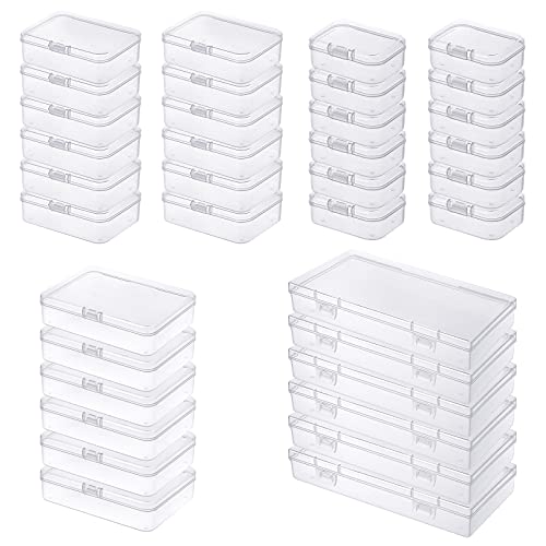 36 Stück gemischte Größen rechteckige leere Mini-Organizer-Aufbewahrungsbox-Behälter mit Klappdeckel für kleine Gegenstände und andere Bastelprojekte (Transparent) von Goodma