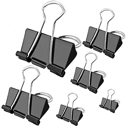 Foldback Klammern Binder Büroklammern Bulldog Clips 100 Stück Binder Clips Büroklammer für Papier 6 Größen Foldback Büroklammern 15mm 19mm 25mm 32mm 41mm 51mm von GoodtoU