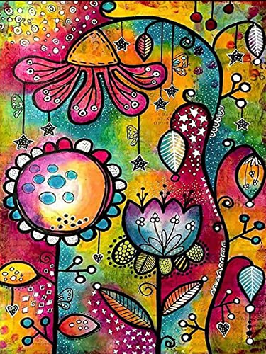 Goofong DIY Paint with Diamond Art plant Kits Full Drill, 5D Diamond Painting Lotus by Numbers Kits for Adults Embroidery Cross Stitch Arts Craft for Home Wall Decor 30x40 cm von Goofong