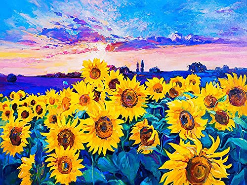 Goofong Diamond Painting Erwachsene Sonnenblume, DIY 5D Diamant Painting Bilder Landschaft Pflanzen, Full Drill Stickerei Mosaik Home Decor 30x40cm von Goofong