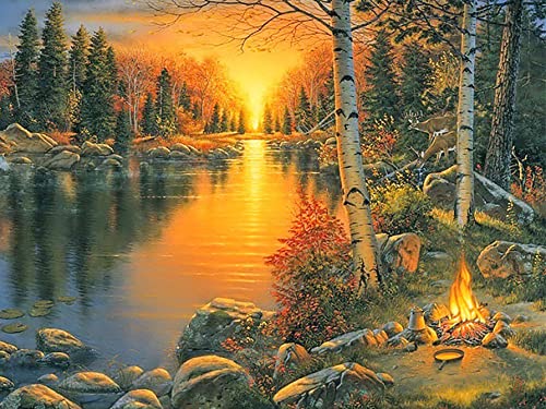 Goofong Diamond Painting Sonnenuntergang für Erwachsene - DIY 5D Diamant Malerei Landschaft Kit mit Vollbohrer, Strasssteine, Kreuzstich, Mosaik Gemälde - Home Wand Dekor - 30x40cm von Goofong