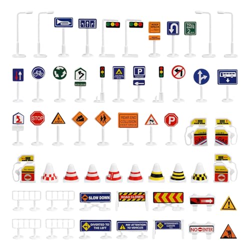 Goowafur Straßenschild-Spielzeug für Kinder, Straßenschilder Set, Erleuchtung, Parkszene, Wegweiser-Spielzeug für Auto, Reisen, Outdoor, Zuhause und Schule von Goowafur