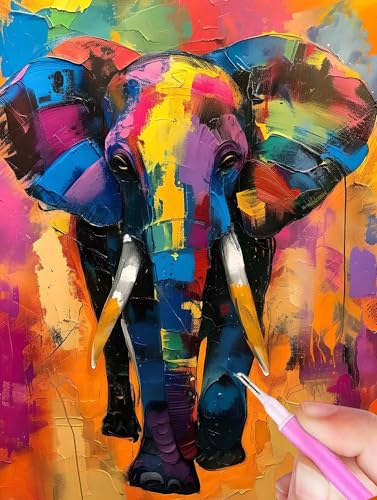 5D Diamond Painting Elefant Diamant Painting Bilder Tier Diamond Painting Erwachsene Bastelset, DIY Diamant Kunst Malerei Stickerei Kreuzstich Paintings Set, Deko Wohnzimmer Geschenke 90x130cm Y-70 von Gooxehuu