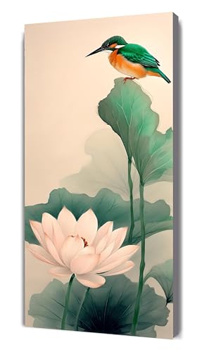 5D Diamond Painting Erwachsene Vogel Diamant Painting Bilder Anfänger, DIY Vollbohrer Lotus Diamanten Malerei Kristall Stickerei Kreuzstich, Basteln Erwachsene Set, Wand Deko Wohnzimmer 35x70cm G-363 von Gooxehuu