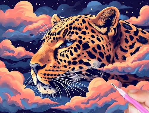 5D Diamond Painting Tier Diamant Painting Bilder Leopard Diamond Painting Erwachsene Bastelset, DIY Diamant Kunst Malerei Stickerei Kreuzstich Paintings Set, Deko Wohnzimmer Geschenke 50x70cm Y-79 von Gooxehuu