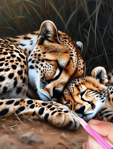 5D Diamond Painting Tier Diamant Painting Bilder Leopard Diamond Painting Erwachsene Bastelset, DIY Diamant Kunst Malerei Stickerei Kreuzstich Paintings Set, Deko Wohnzimmer Geschenke 50x70cm Y-80 von Gooxehuu