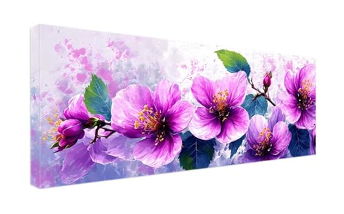 Diamant Painting Lila Blumen Bilder 100x250cm Groß 5D Diamond Painting Set, DIY Full Drill Diamant Painting Basteln Erwachsene Kinder Mädchen Geschenke, Diamond Painting Set für Home Wand Decor G-996 von Gooxehuu