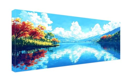 Diamant Painting Wolkensee Bilder 100x250cm Groß 5D Diamond Painting Set, DIY Diamant Painting Basteln Erwachsene Kinder Mädchen Geschenke, Diamond Painting Zubehör Set für Home Wand Decor G-990 von Gooxehuu