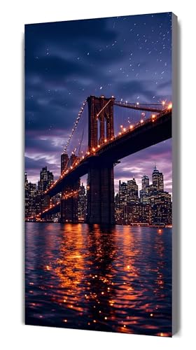 Diamond Painting Brooklyn Bridge Diamant Painting Bilder für Erwachsene, 5D DIY Landschaft Diamanten Malerei Kunst Kristall Stickerei Kreuzstich Zubehör Mädchen Geschenke, Wand Deko 80x40cm G-508 von Gooxehuu