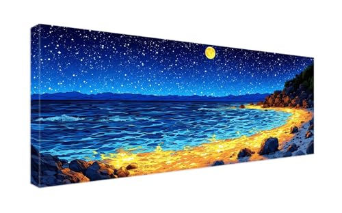 Diamond Painting Erwachsene Groß 20x50cm Diamant Painting Bilder, 5D Diamond Painting Mondstrand Diamond Painting Zubehör für Kinder Malen Nach Zahlen Basteln Geschenk Mädchen für Home Wand Dekor G974 von Gooxehuu