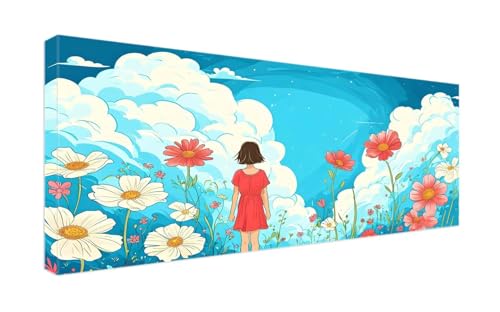 Diamond Painting Erwachsene Groß 20x50cm Diamant Painting Bilder, Diamond Painting Wolkenblumen Diamond Painting Zubehör für Kinder Malen Nach Zahlen Basteln Geschenk Mädchen für Home Wand Dekor G988 von Gooxehuu