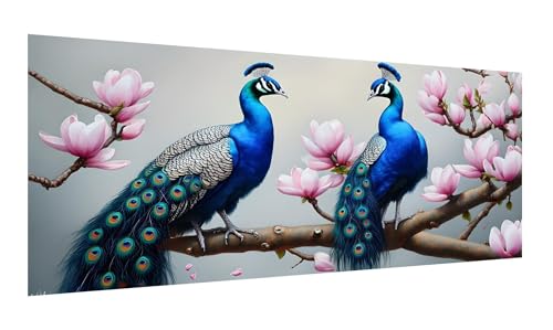 Diamond Painting Erwachsene Magnolie Diamant Painting Bilder Anfänger, DIY Vollbohrer Pfau Diamanten Malerei Kristall Stickerei Kreuzstich, Basteln Erwachsene Set, Wand Deko Wohnzimmer 35x70cm G-476 von Gooxehuu