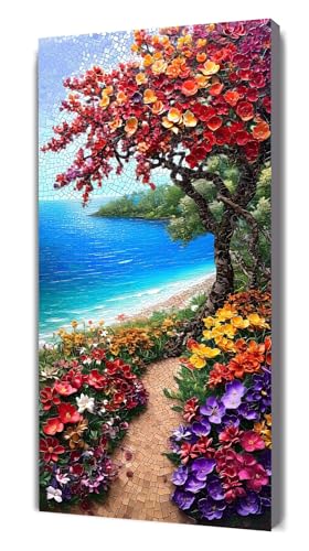 Diamond Painting Farbe Diamant Painting Bilder für Erwachsene, 5D DIY Baum Diamanten Malerei Kunst Kristall Stickerei Kreuzstich Zubehör Basteln Mädchen Geschenke, Wand Deko Wohnzimmer 80x40cm G-522 von Gooxehuu