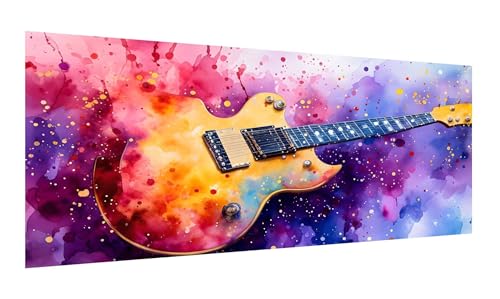 Diamond Painting Farbe Diamant Painting Bilder für Erwachsene, 5D Gitarre Diamanten Malerei Kunst Kristall Stickerei Kreuzstich Zubehör Basteln Mädchen Geschenke, Wand Deko Wohnzimmer 80x40cm G-517 von Gooxehuu