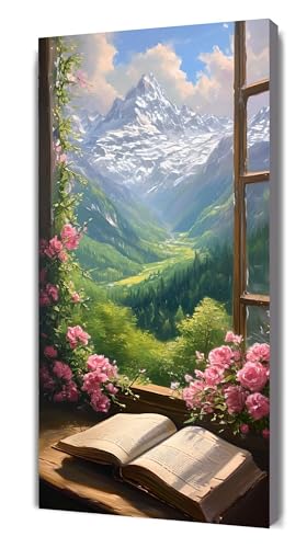 Diamond Painting Fenster Diamant Painting Bilder für Erwachsene, 5D DIY Landschaft Diamanten Malerei Kunst Kristall Stickerei Kreuzstich Zubehör Basteln Mädchen Geschenke, Wand Deko 80x40cm G-547 von Gooxehuu