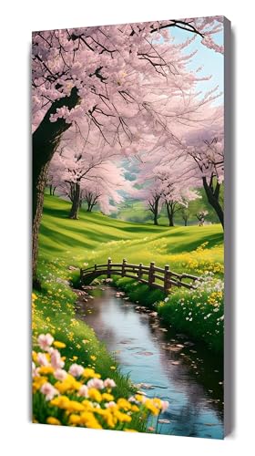 Diamond Painting Frühling Diamant Painting Bilder für Erwachsene, 5D DIY Landschaft Diamanten Malerei Kunst Kristall Stickerei Kreuzstich Zubehör Basteln Mädchen Geschenke, Wand Deko 80x40cm G-548 von Gooxehuu