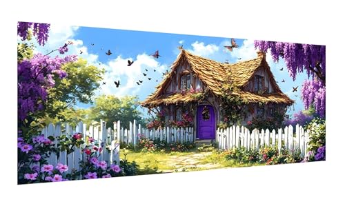 Diamond Painting Lavendel Diamant Painting Bilder für Erwachsene, 5D DIY Kabine Diamanten Malerei Kunst Kristall Stickerei Kreuzstich Zubehör Basteln Mädchen Geschenke, Deko Wohnzimmer 40x80cm G-463 von Gooxehuu