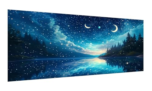 Diamond Painting Sternenhimmel Diamant Painting Bilder für Erwachsene, 5D DIY See Diamanten Malerei Kunst Kristall Stickerei Kreuzstich Zubehör Basteln Mädchen Geschenke, Wand Deko 40x80cm G-448 von Gooxehuu