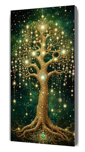 Diamond Painting Traum Diamant Painting Bilder für Erwachsene, 5D DIY Baum des Lebens Diamanten Malerei Kunst Kristall Stickerei Zubehör Basteln Mädchen Geschenke, Wand Deko Wohnzimmer 40x80cm G-346 von Gooxehuu