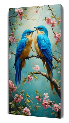 Diamond Painting Vogel Diamant Painting Bilder für Erwachsene, 5D DIY Blume Diamanten Malerei Kunst Kristall Stickerei Kreuzstich Zubehör Basteln Mädchen Geschenke, Wand Deko Wohnzimmer 40x80cm G-364 von Gooxehuu