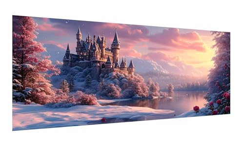 Diamond Painting Winter Diamant Painting Bilder für Erwachsene, 5D DIY Landschaft Diamanten Malerei Kunst Kristall Stickerei Kreuzstich Zubehör Basteln Mädchen Geschenke, Wand Deko 80x40cm G-551 von Gooxehuu