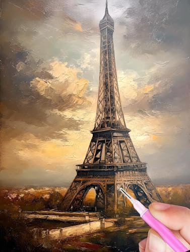 Eiffelturm Diamond Painting Erwachsene, 5D Diamant Painting Bilder Szene Diamond Painting Kinder, DIY Mosaikherstellung Malen Nach Zahlen Full Drill Stickerei Malerei Kits, Home Wand Décor 40x50cm Y-1 von Gooxehuu