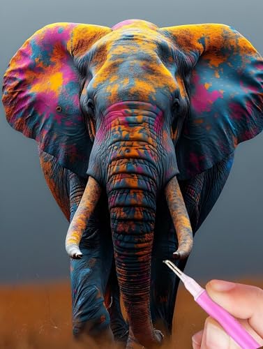 Elefant Diamond Painting Erwachsene, 5D Diamant Painting Bilder Tier Diamond Painting Kinder, DIY Mosaikherstellung Malen Nach Zahlen Full Drill Stickerei Malerei Kits, Home Wand Décor 100x150cm Y-71 von Gooxehuu