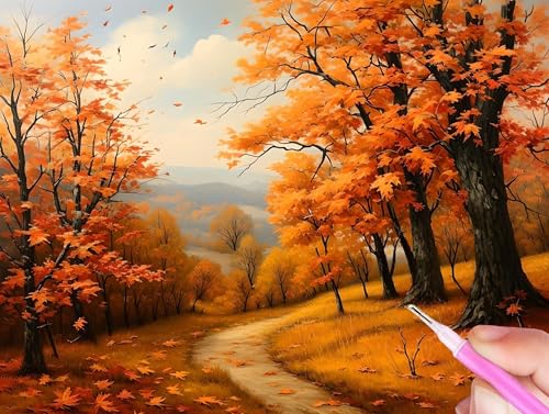 Herbst Diamond Painting Erwachsene, 5D Diamant Painting Bilder Landschaft Diamond Painting Kinder, DIY Mosaikherstellung Malen Nach Zahlen Stickerei Malerei Kits für Home Wand Décor 100x150cm Y-879 von Gooxehuu