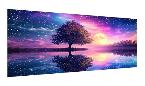 Mond Diamond Painting Erwachsene XXL 100x200cm, Baum Diamant Painting Bilder Elefant, 5D DIY Diamantmalerei Kunst Stickerei Set, Kreativ Set für Erwachsene, Geschenk Mädchen, Home Wanddeko G-491 von Gooxehuu