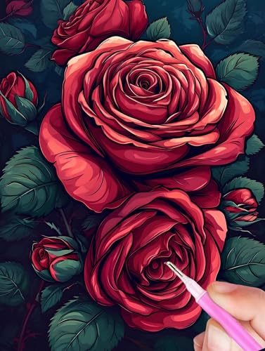 Rose Diamond Painting Erwachsene, 5D Diamant Painting Bilder Blume Diamond Painting Kinder, DIY Mosaikherstellung Malen Nach Zahlen Full Drill Stickerei Malerei Kits, Home Wand Décor 100x150cm Y-820 von Gooxehuu