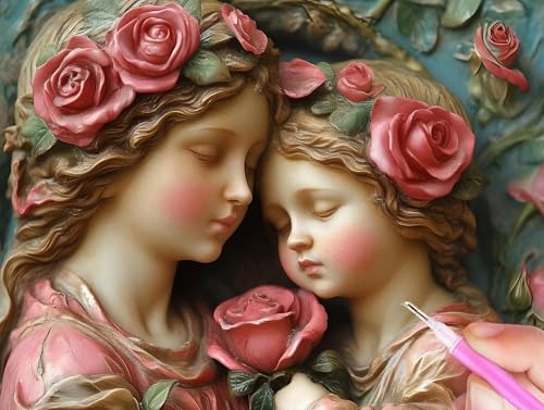 Rose Diamond Painting Erwachsene, 5D Diamant Painting Bilder Unsere Liebe Frau Diamond Painting Kinder, DIY Mosaikherstellung Malen Nach Zahlen Stickerei Malerei Kits für Home Wand Décor 40x50cm Y-829 von Gooxehuu